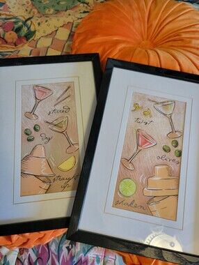 Framed Martini Cocktail Art Louise Max Prints Happy Hour Bar Cart Cheers!